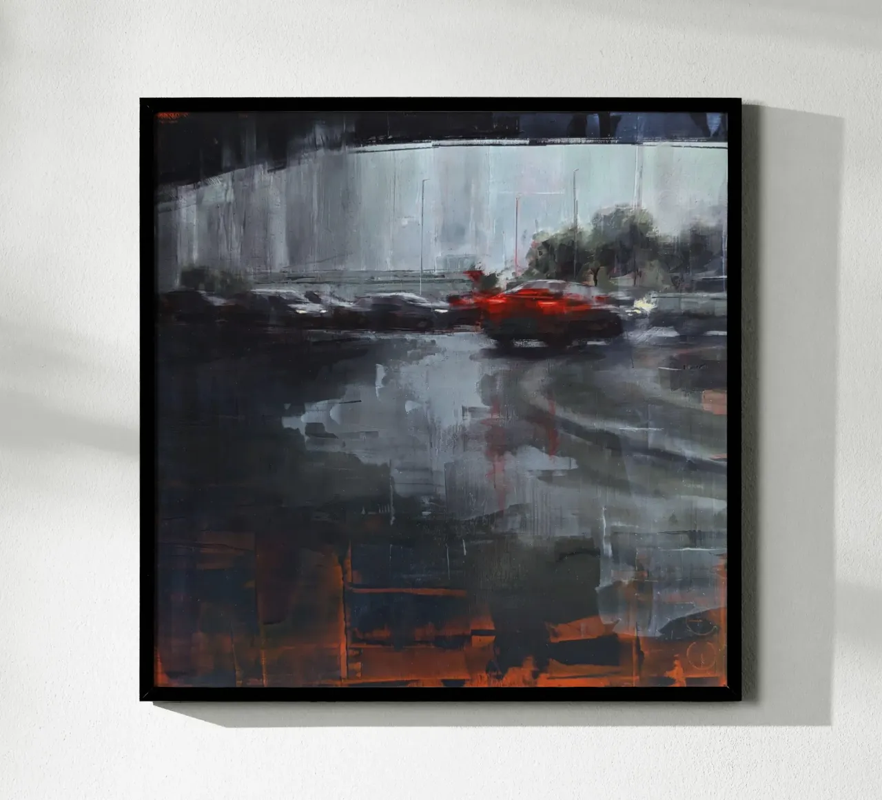 "Pioggia a KL 02" Pittura urbana poster con telaio in plastica da Eduard Warkentin Art