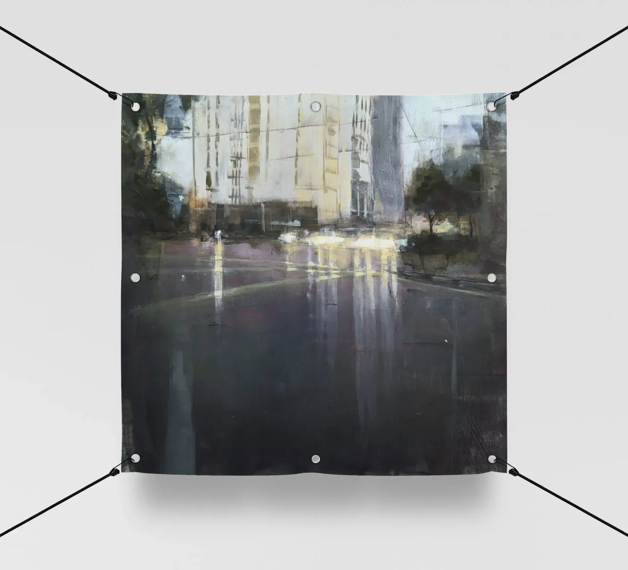 "Rain in KL 03" Abstract city view in the rain pvc cover by Eduard Warkentin Art