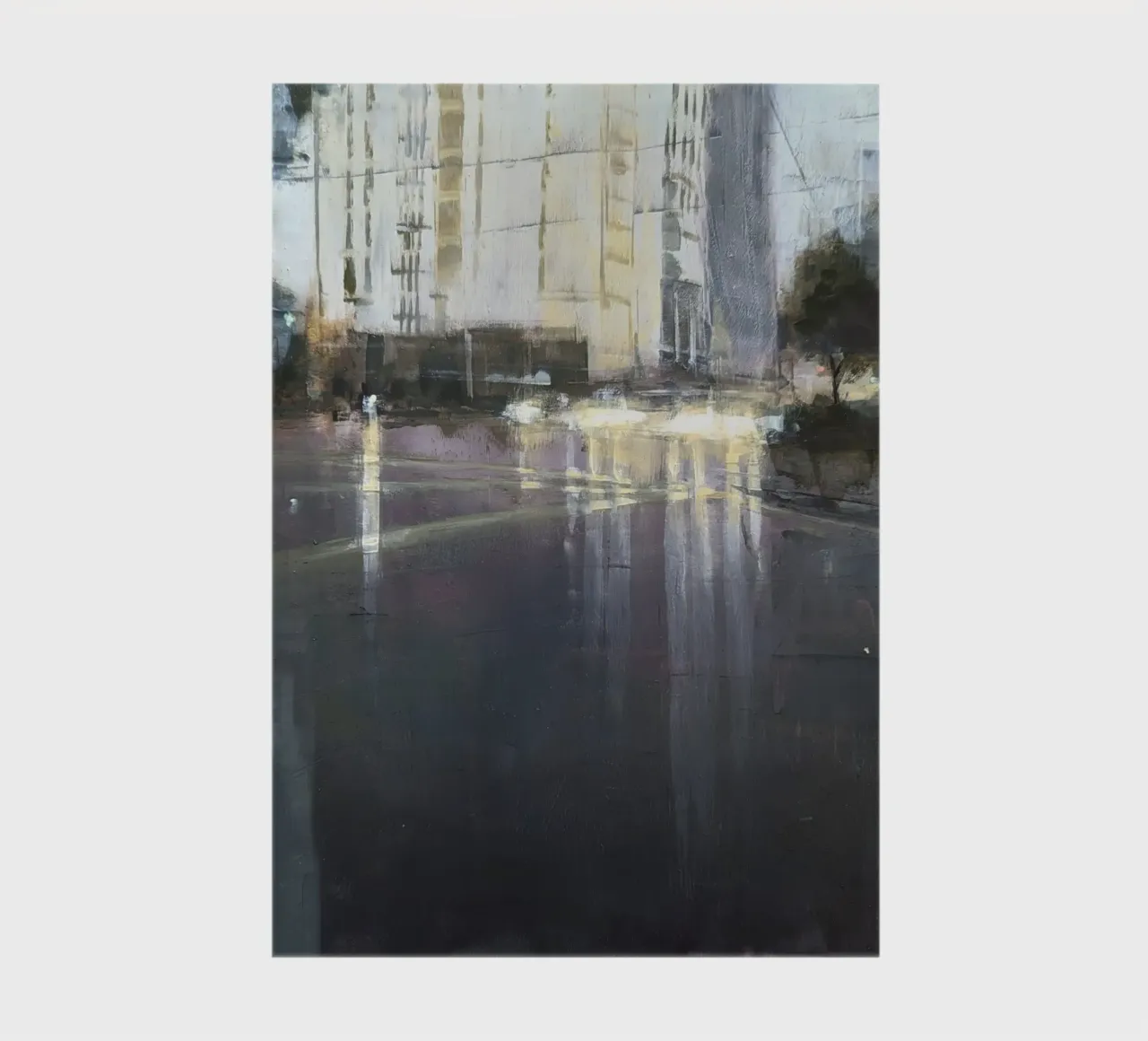 "Rain in KL 03" Vista astratta della città sotto la pioggia diario da Eduard Warkentin Art