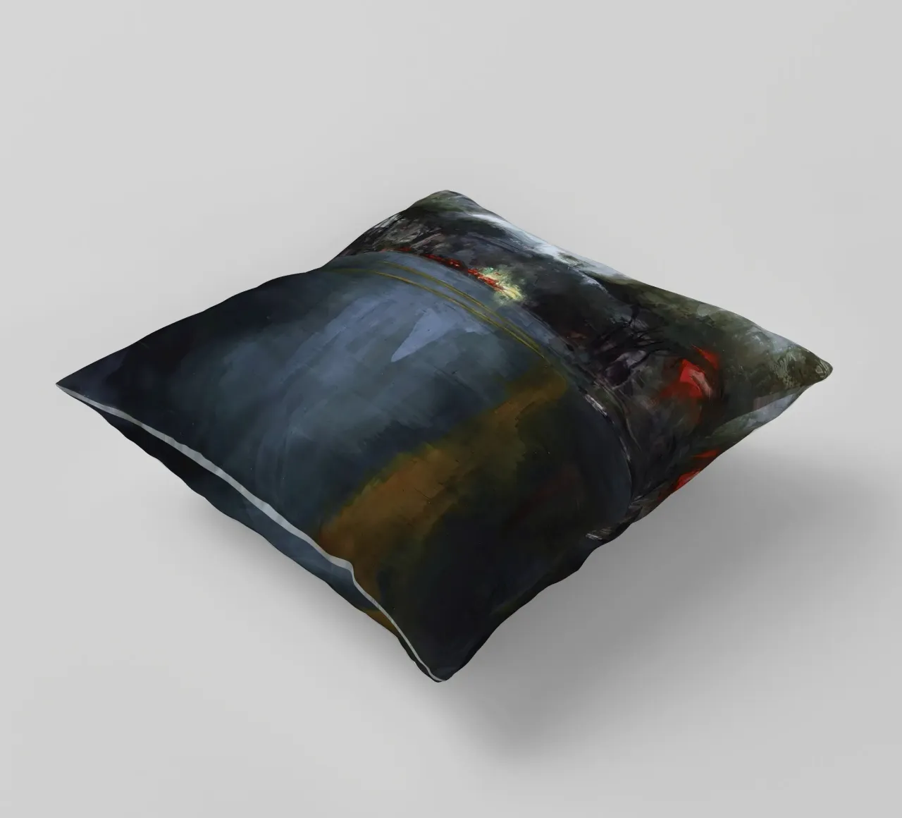 "Rain in KL 04" Abstract city view in the rain decorative cushion by Eduard Warkentin Art