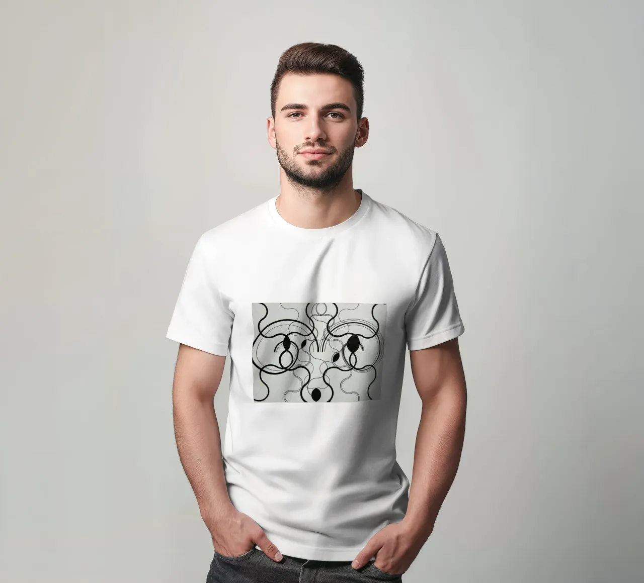 Bianco e nero astratto t-shirt da Teresa André