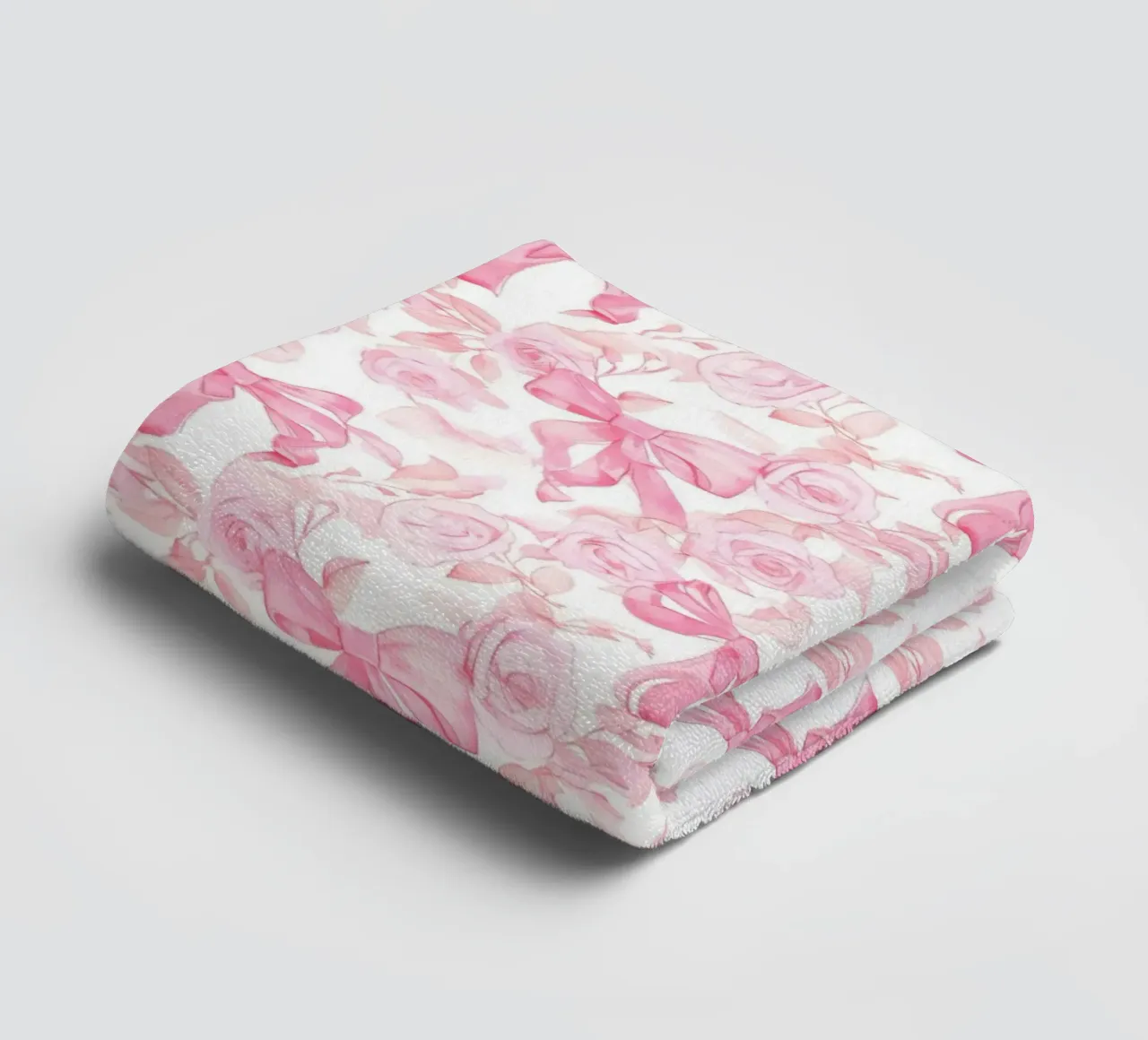 Vintage french pink bows roses coquette aesthetic romantic towel by Gentle Echoes Art
