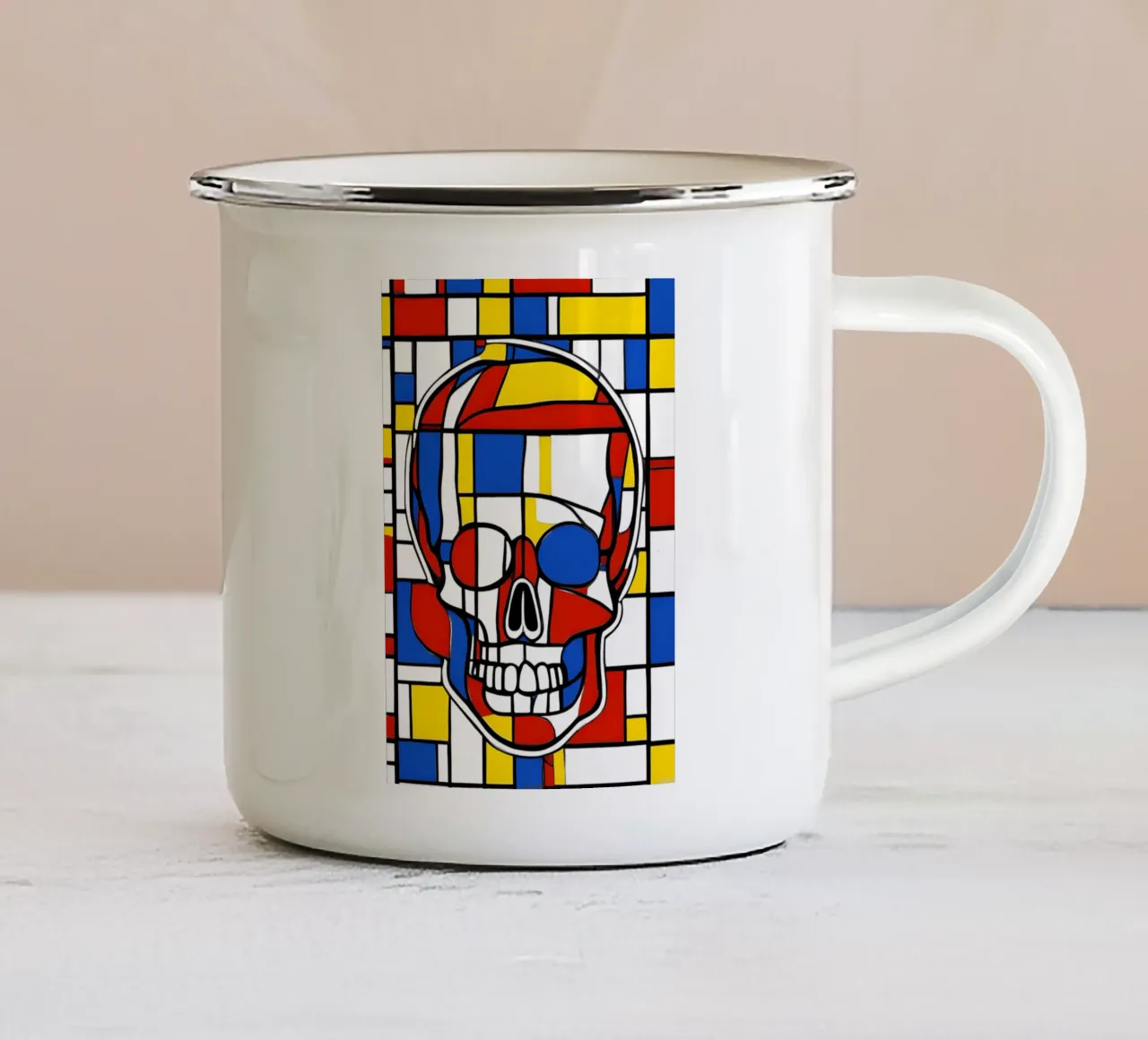 teschio e ossa incrociate pop tazza in smalto da Rezh creations