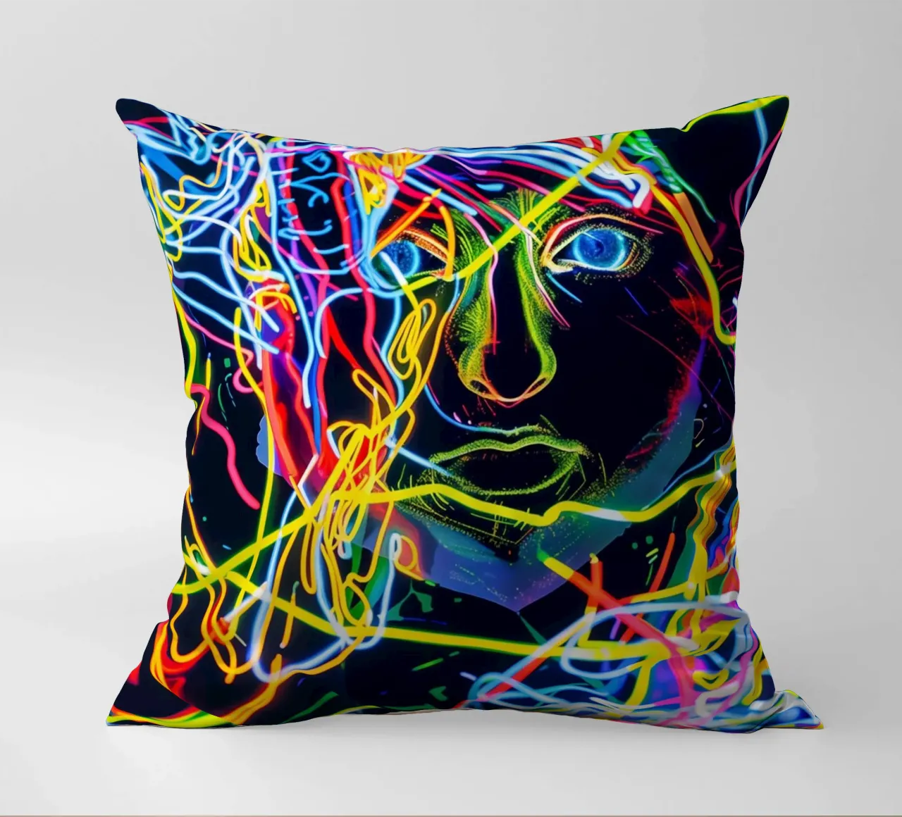 Neon-Art Action Painting Portrait cuscino da Autofocus