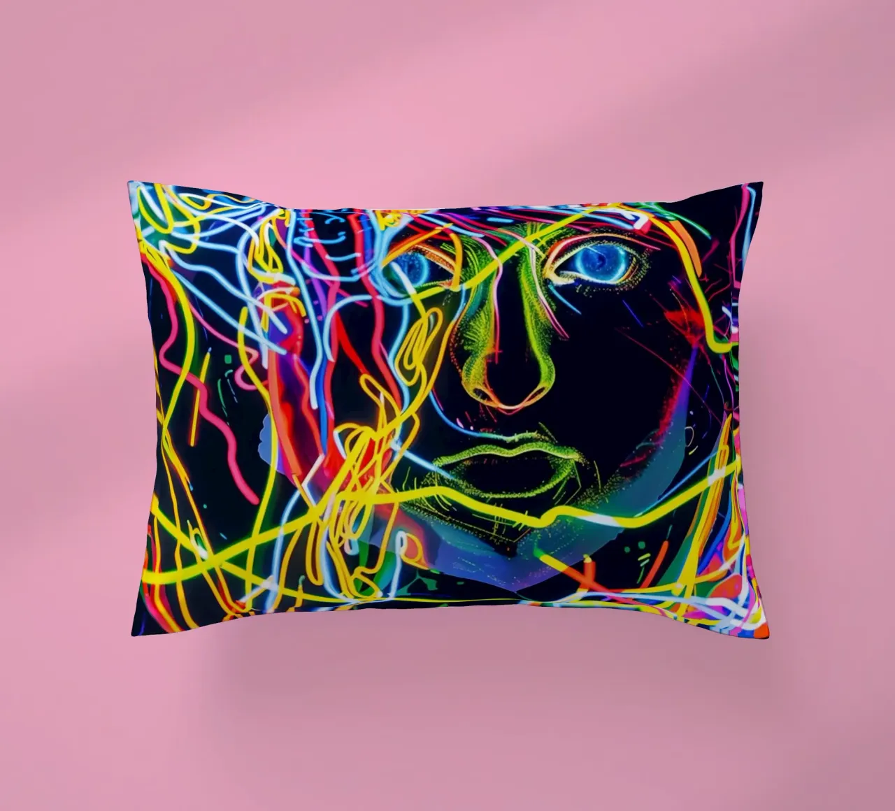 Neon-Art Action Painting Portrait cuscino da Autofocus