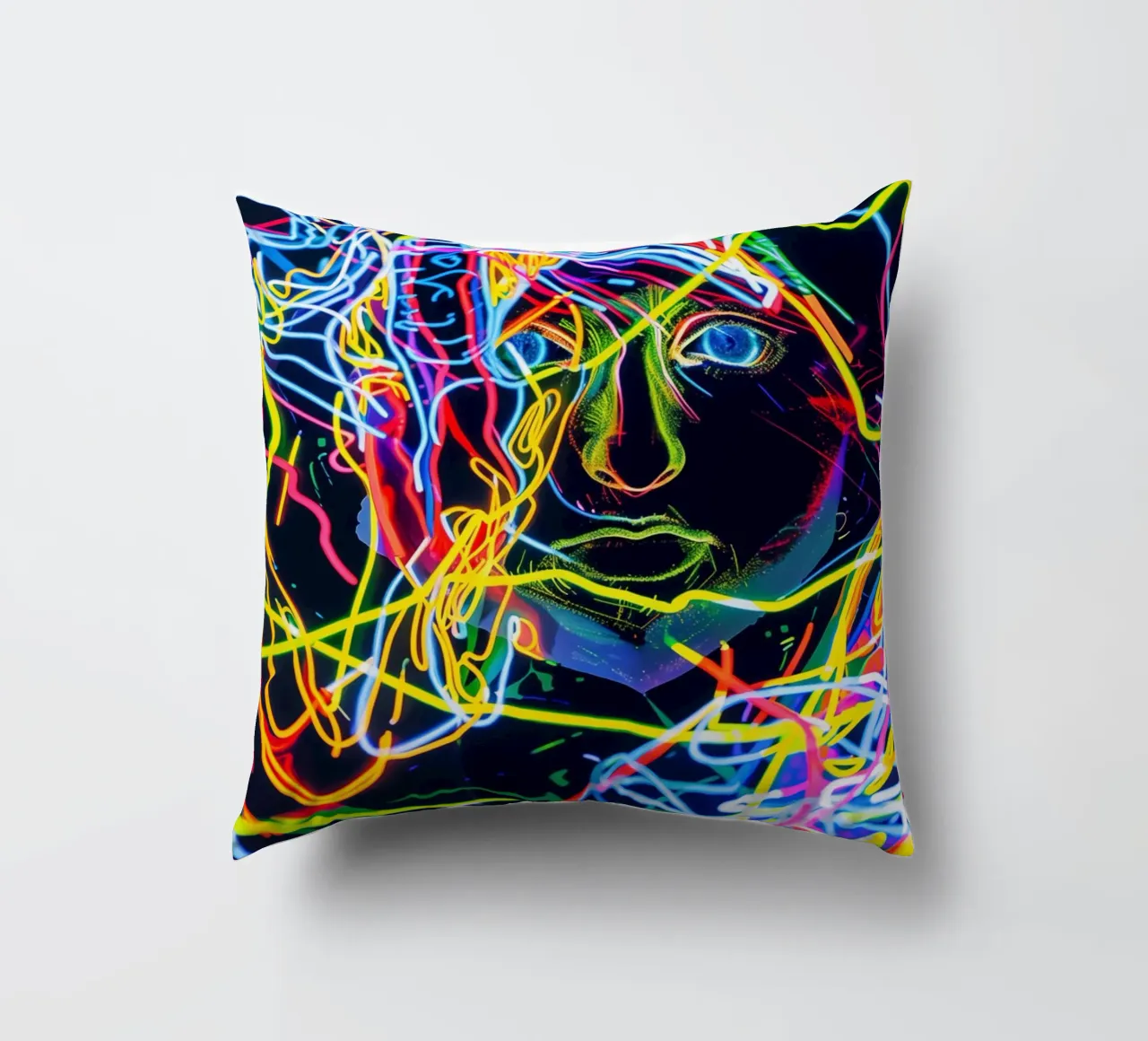 Neon-Art Action Painting Portrait cuscino da Autofocus