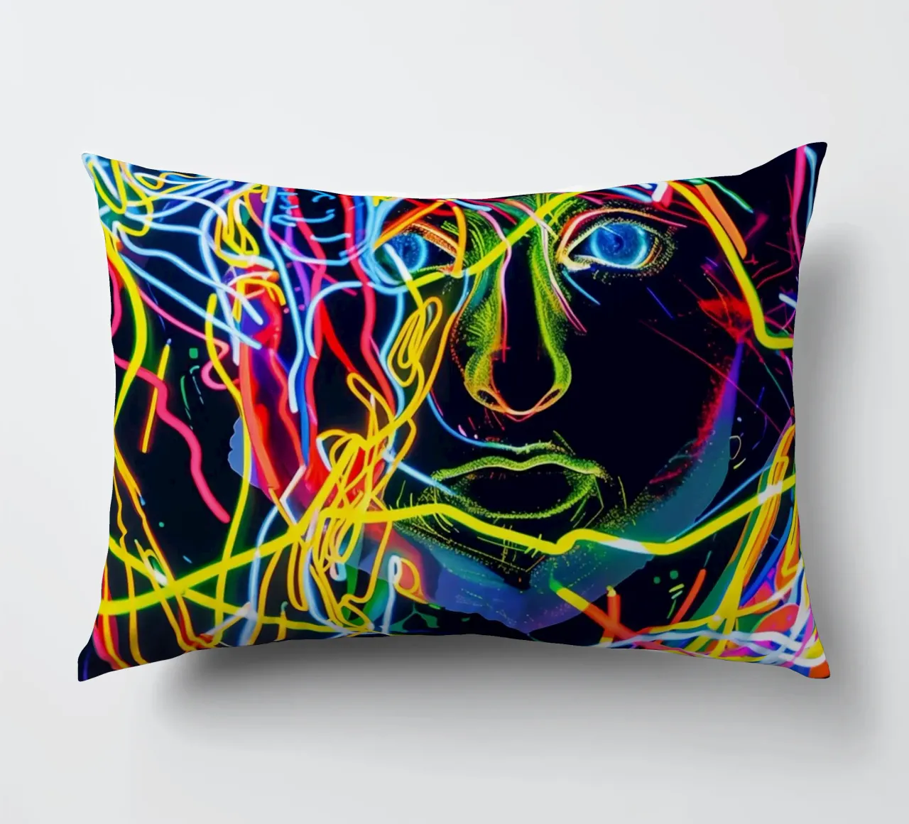 Neon-Art Action Painting Portrait cuscino da Autofocus