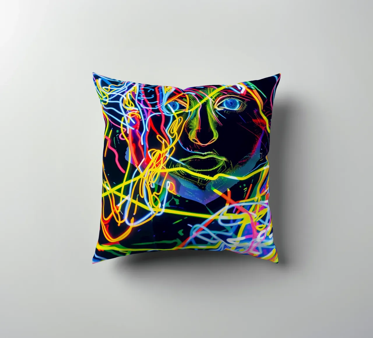 Neon-Art Action Painting Portrait cuscino da Autofocus