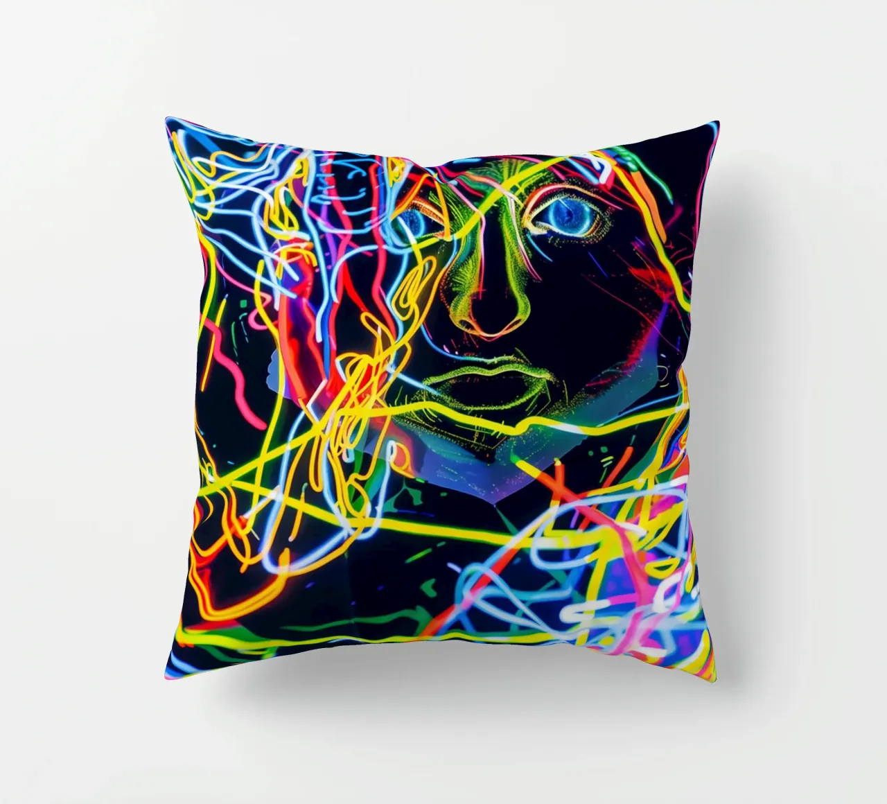 Neon-Art Action Painting Portrait cuscino da Autofocus