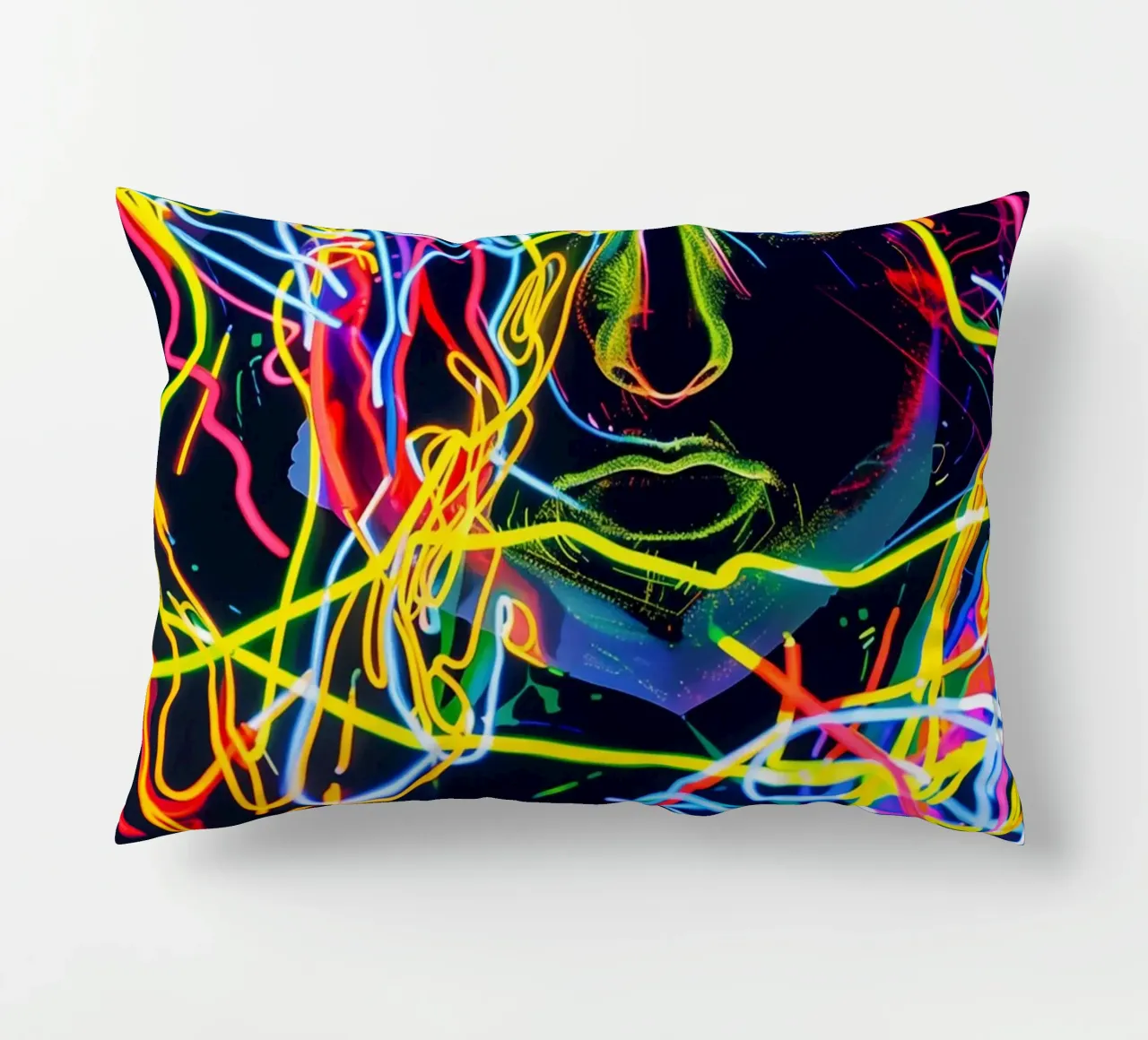 Neon-Art Action Painting Portrait cuscino da Autofocus