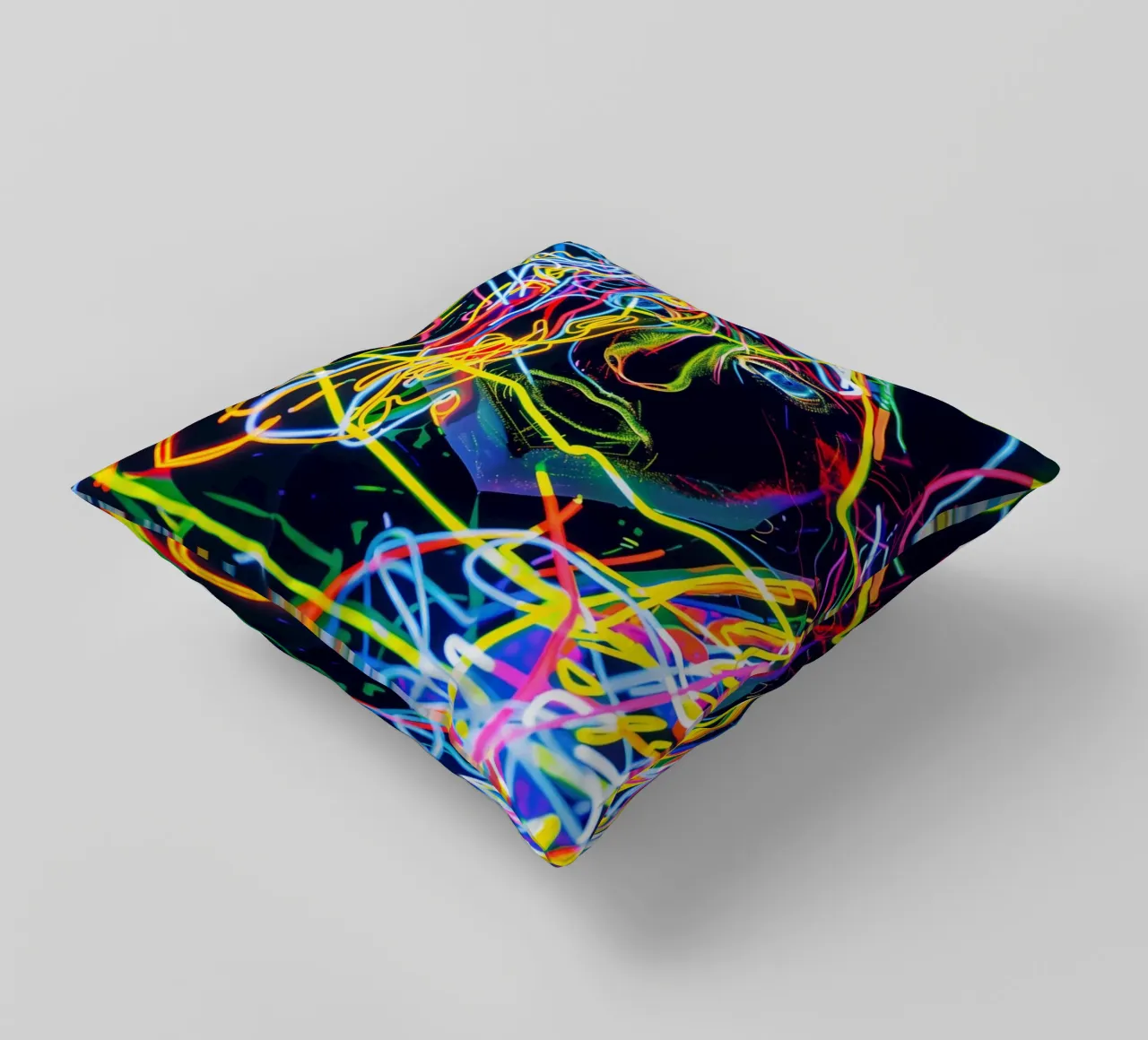 Neon-Art Action Painting Portrait cuscino da Autofocus