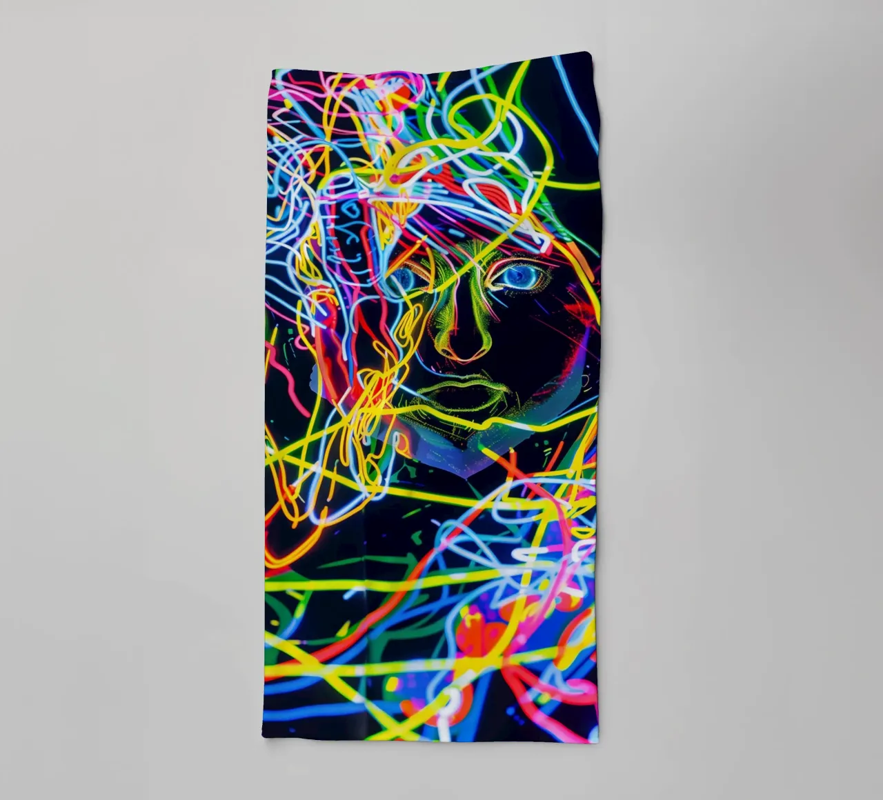 Neon-Art Action Painting Portrait asciugamano da bagno da Autofocus