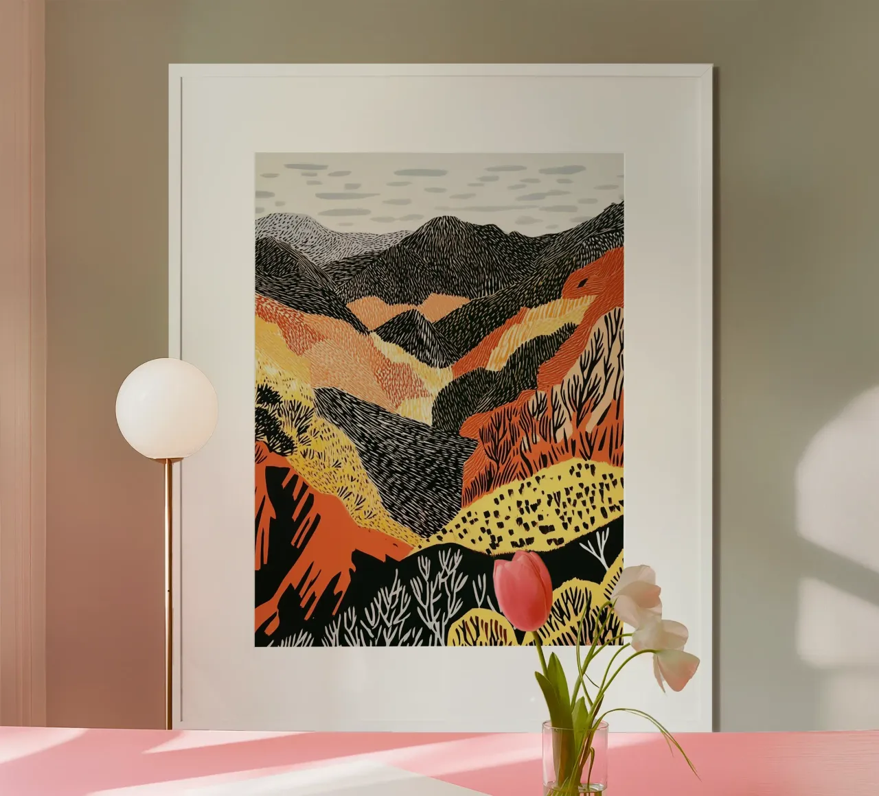 Paesaggio autunnale color terra | Motivo patchwork poster da Autofocus