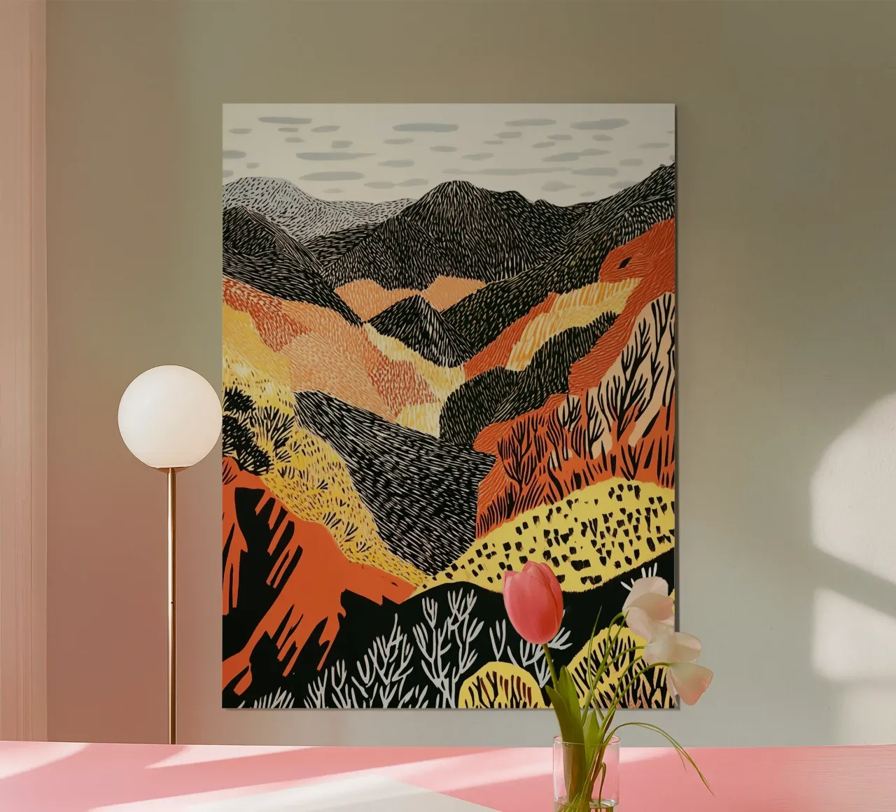 Paesaggio autunnale color terra | Motivo patchwork poster da Autofocus