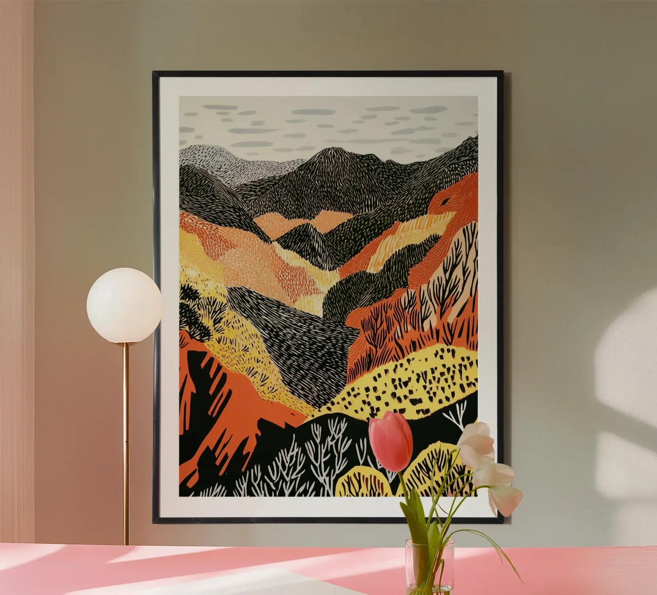 Paesaggio autunnale color terra | Motivo patchwork poster da Autofocus