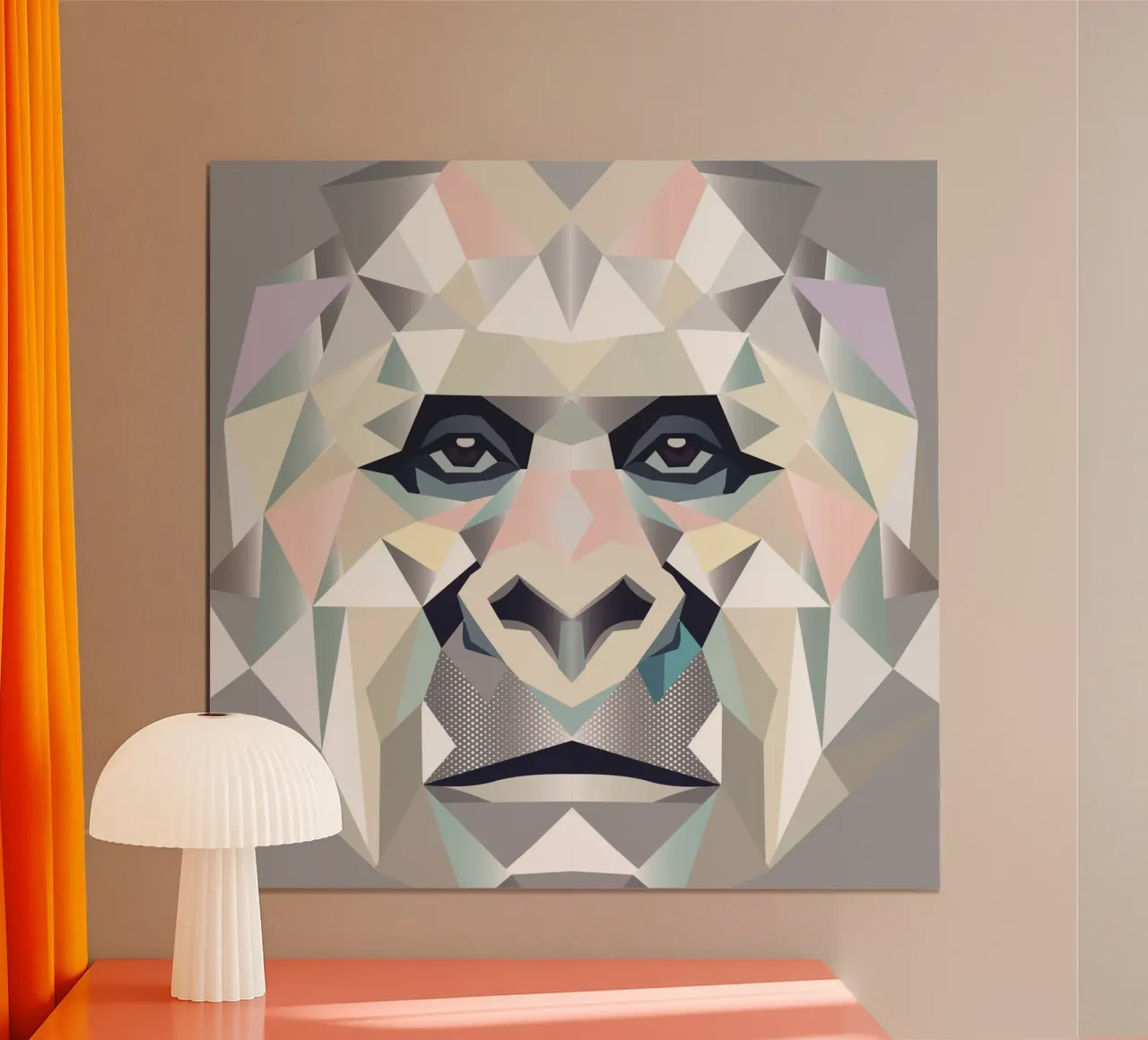 El poder del gorila blanco en facetas geométricas poster con marco de aluminio de namosh