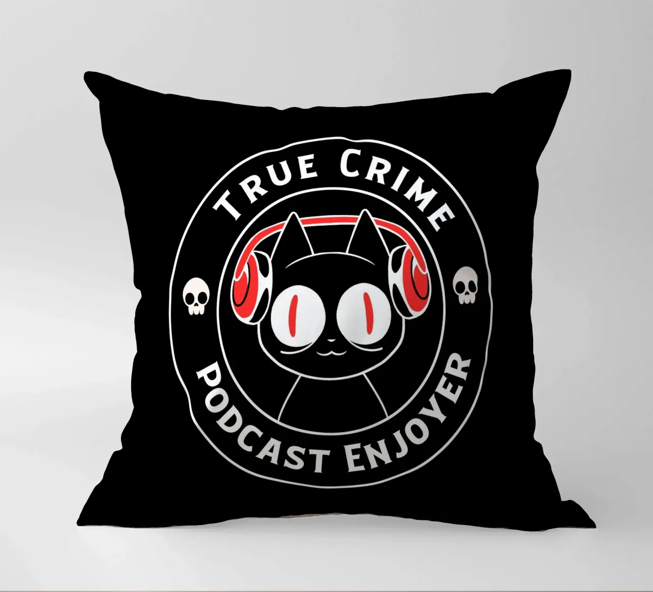 True Crime Podcast Listener Cat cuscino da Tobe Fonseca