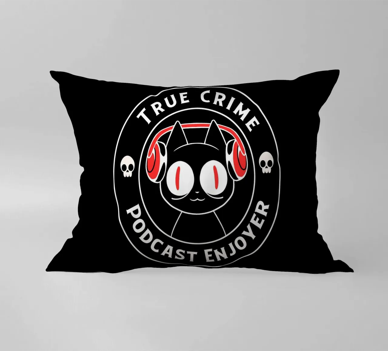 True Crime Podcast Listener Cat cuscino da Tobe Fonseca