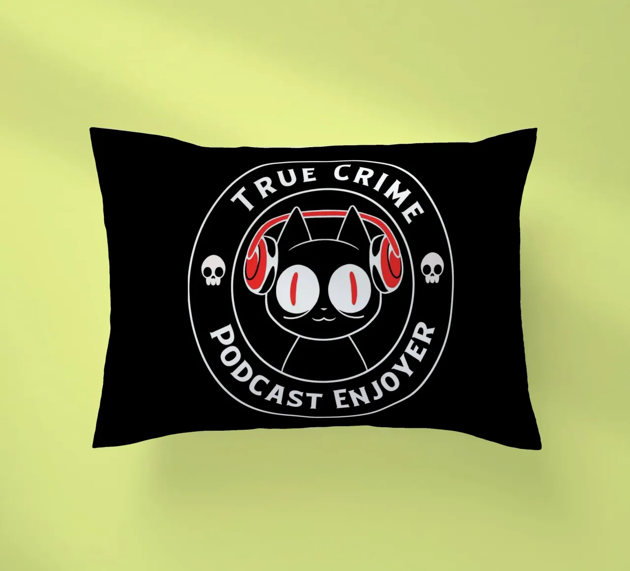 True Crime Podcast Listener Cat cuscino da Tobe Fonseca