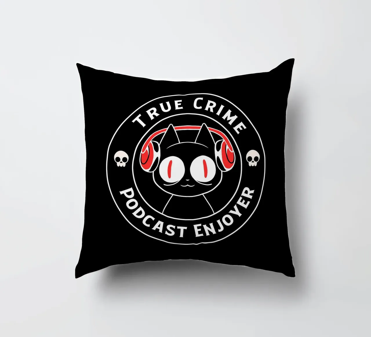 True Crime Podcast Listener Cat cuscino da Tobe Fonseca