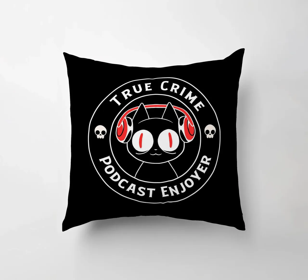 True Crime Podcast Listener Cat cuscino da Tobe Fonseca