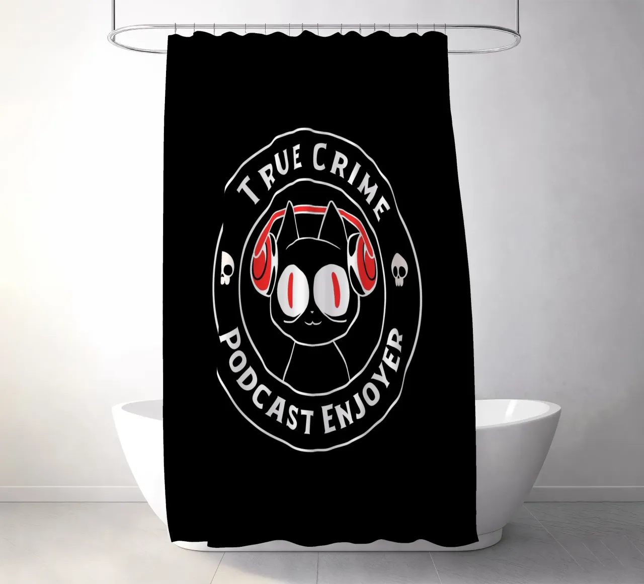 True Crime Podcast Listener Cat tenda da doccia da Tobe Fonseca