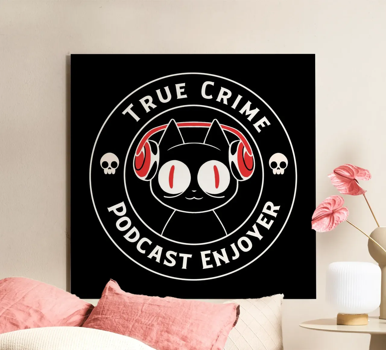 True Crime Podcast Listener Cat alluminio dibond da Tobe Fonseca