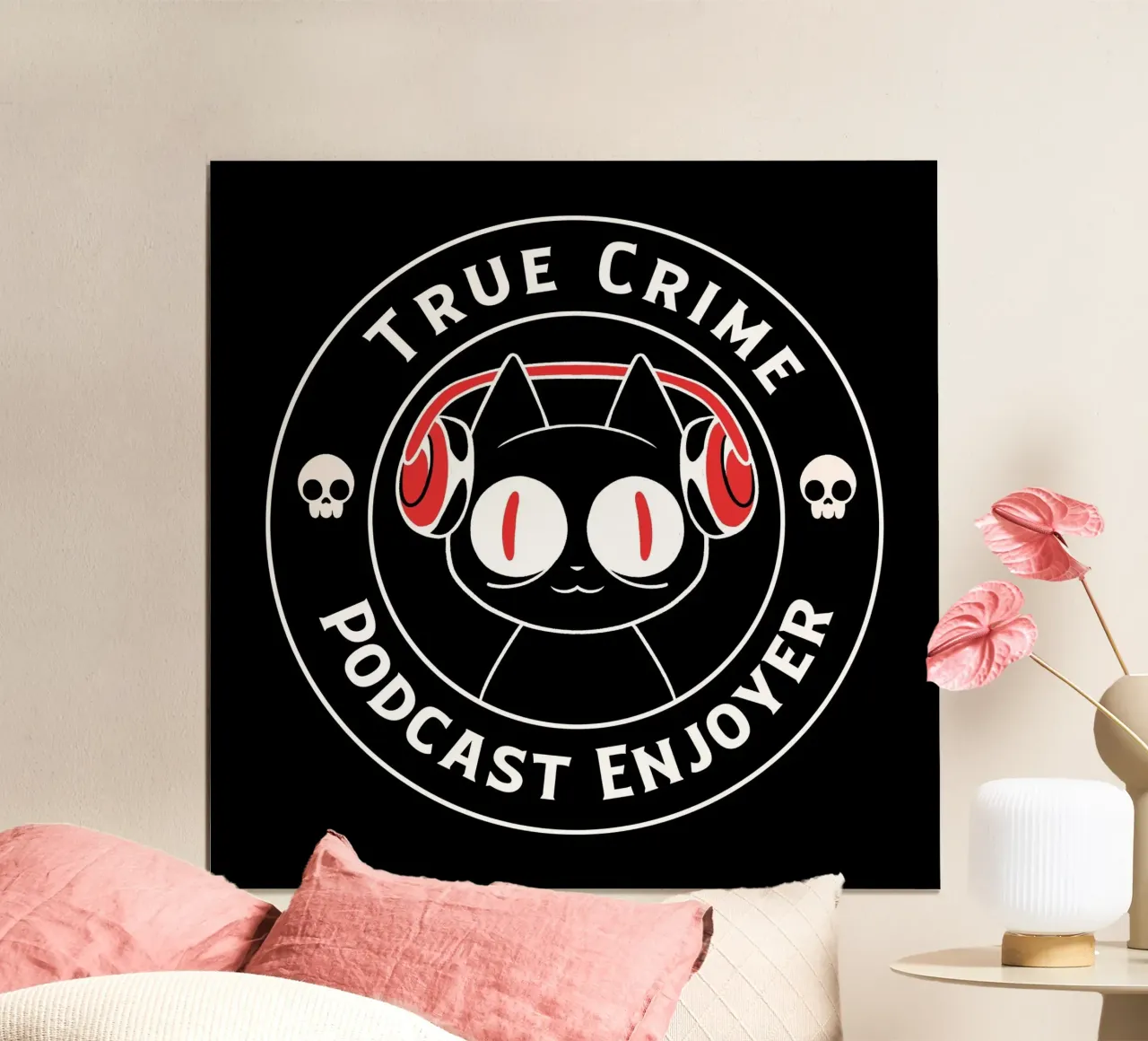 True Crime Podcast Listener Cat poster con telaio in alluminio da Tobe Fonseca