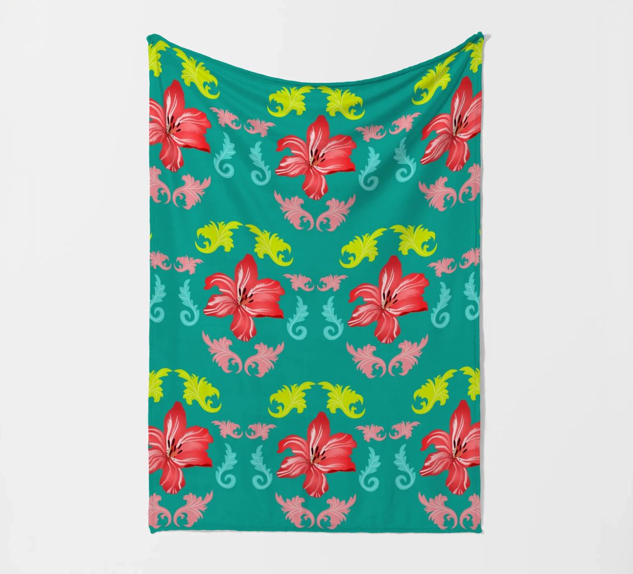 Lilies modern on turquoise. Playful, decorative pattern. fleece blanket by CalliLetters