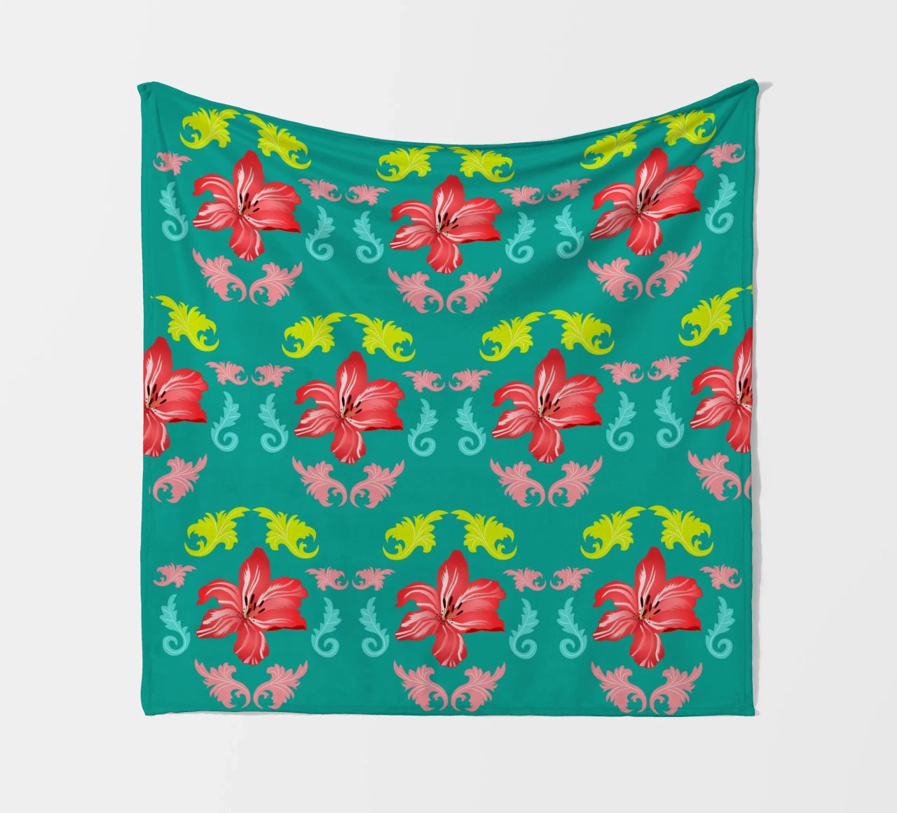 Lilies modern on turquoise. Playful, decorative pattern. fleece blanket by CalliLetters
