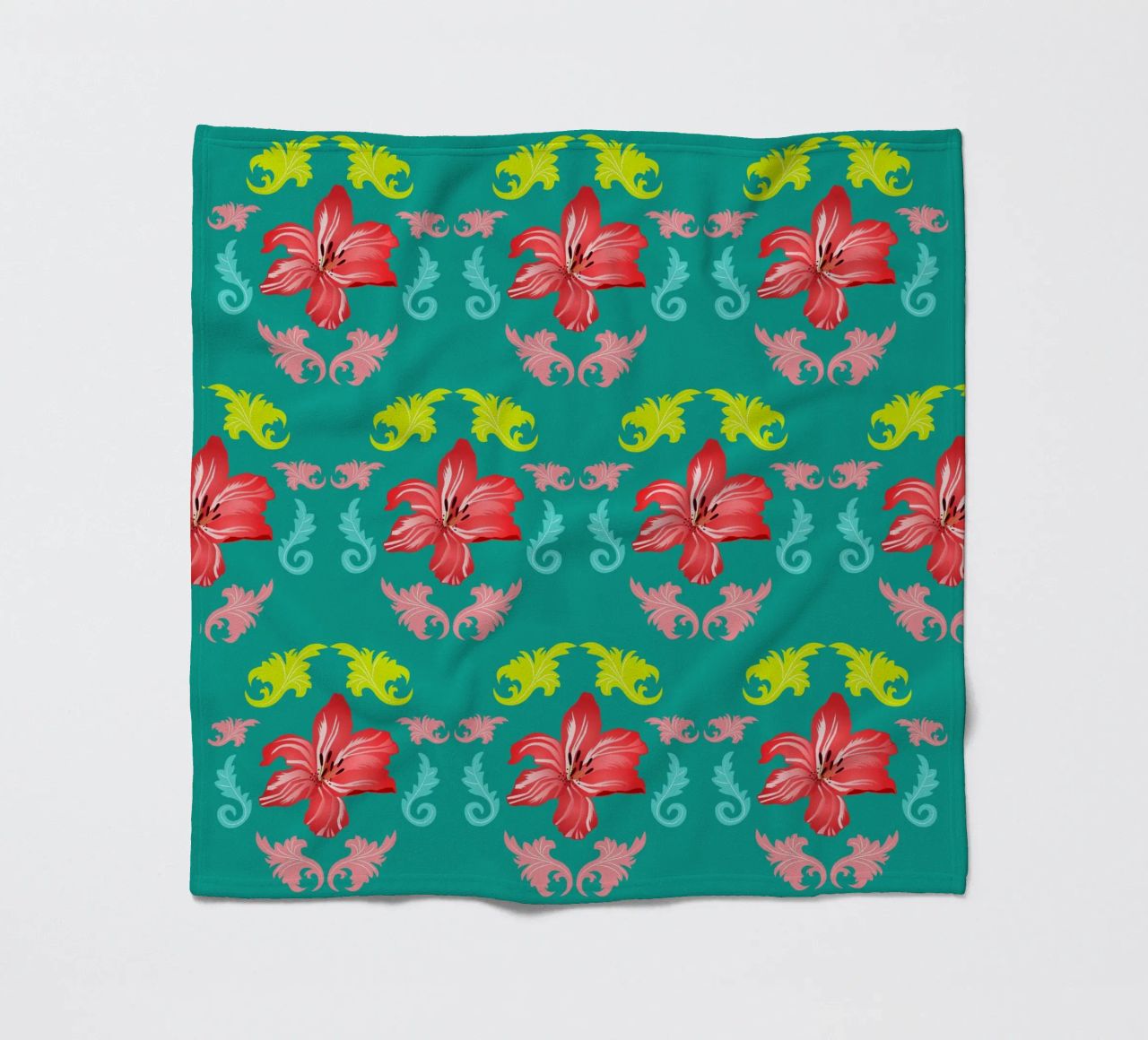 Lilies modern on turquoise. Playful, decorative pattern. fleece blanket by CalliLetters