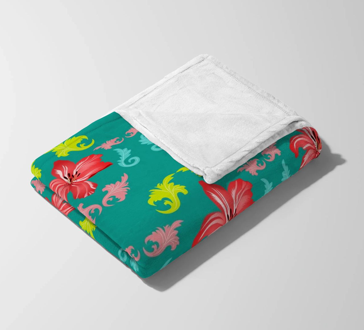 Lilies modern on turquoise. Playful, decorative pattern. fleece blanket by CalliLetters
