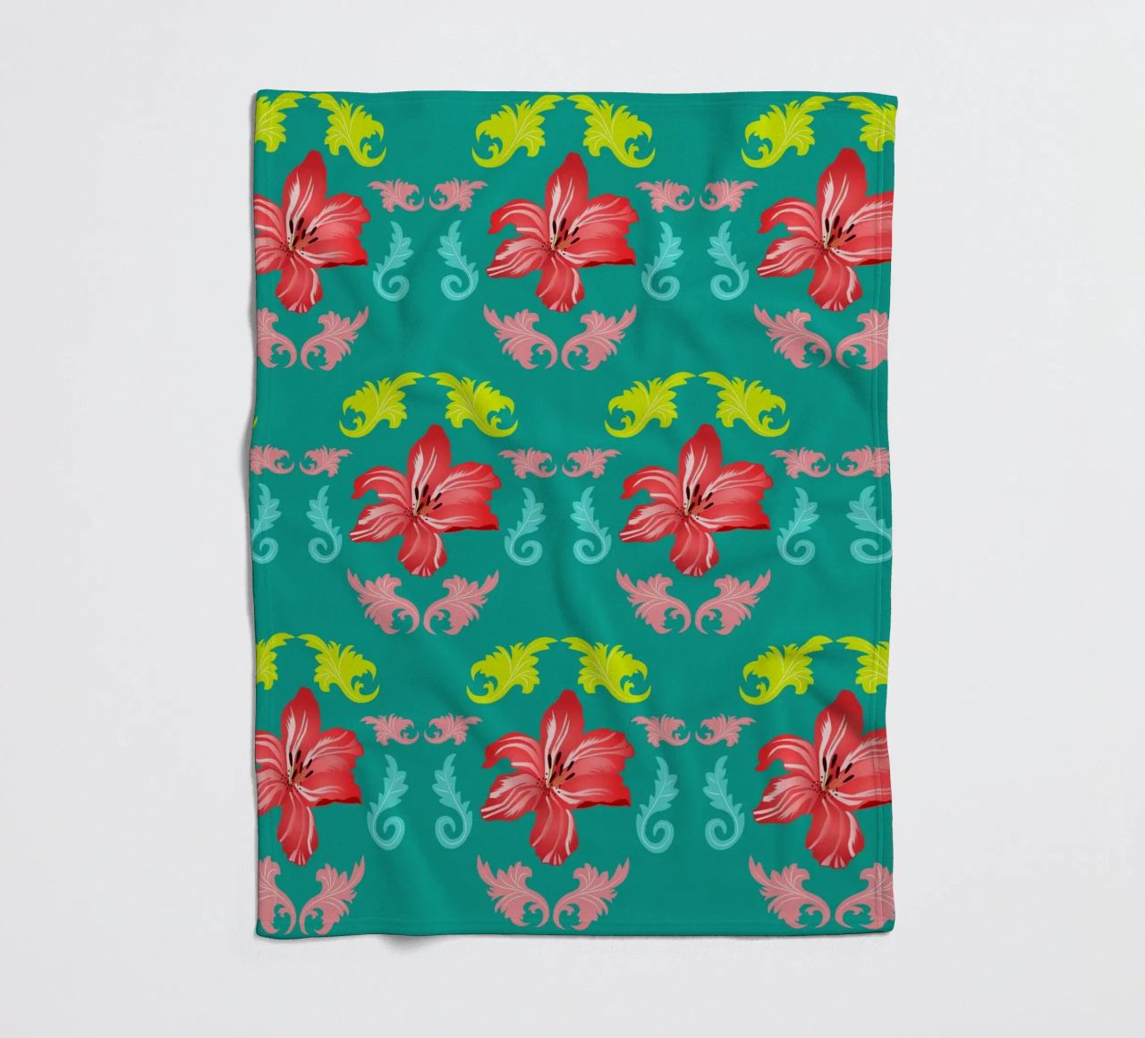 Lilies modern on turquoise. Playful, decorative pattern. fleece blanket by CalliLetters