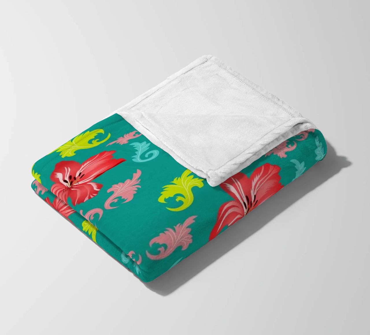 Lilies modern on turquoise. Playful, decorative pattern. fleece blanket by CalliLetters