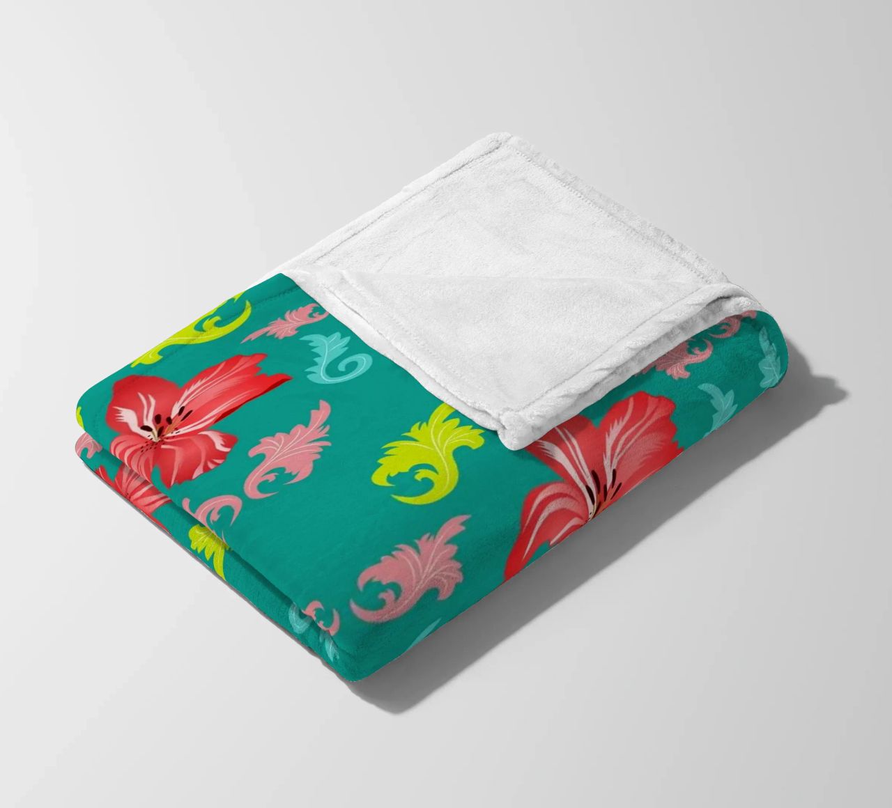 Lilies modern on turquoise. Playful, decorative pattern. fleece blanket by CalliLetters