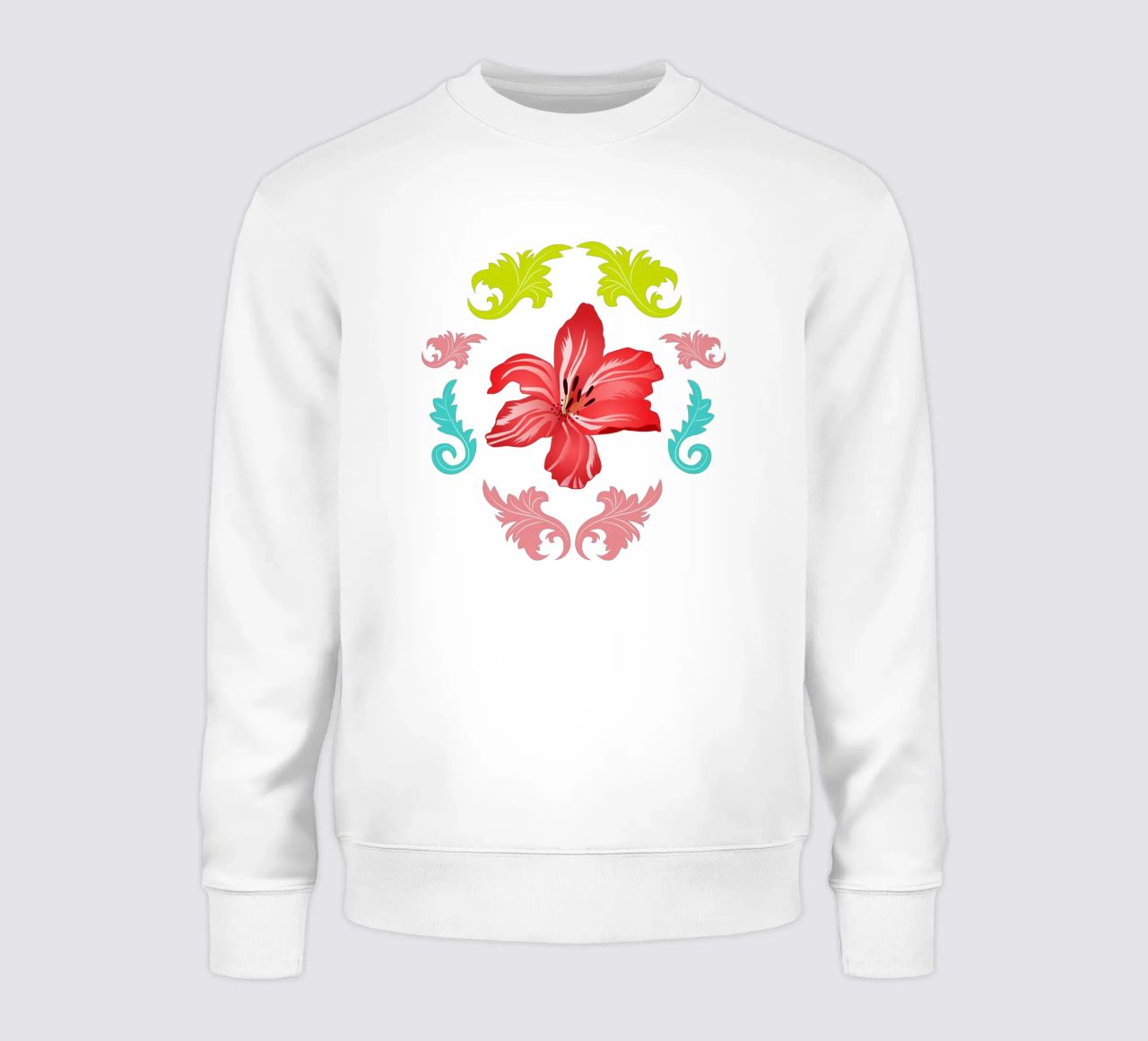 Lilies modern on turquoise. Playful, decorative pattern. sweatshirt by CalliLetters