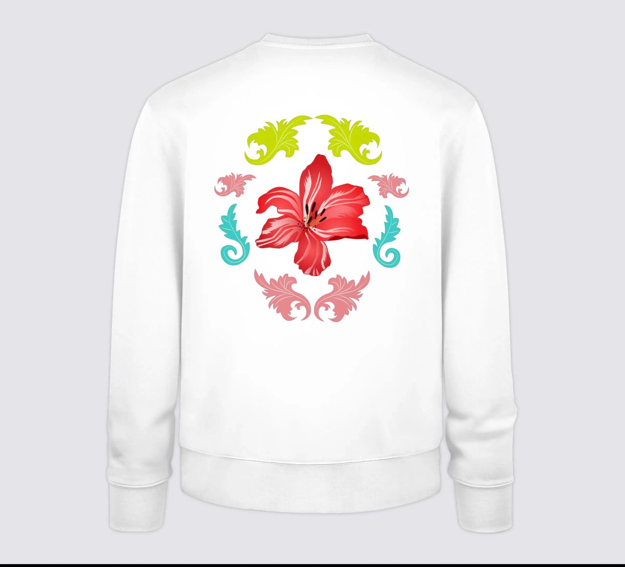 Lilies modern on turquoise. Playful, decorative pattern. sweatshirt by CalliLetters