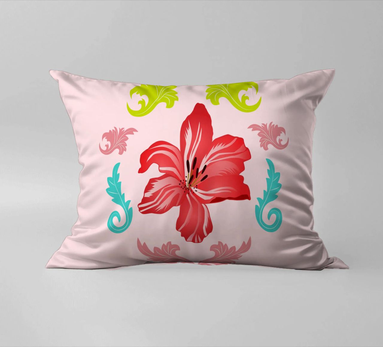 Lilies modern on turquoise. Playful, decorative pattern. decorative cushion by CalliLetters