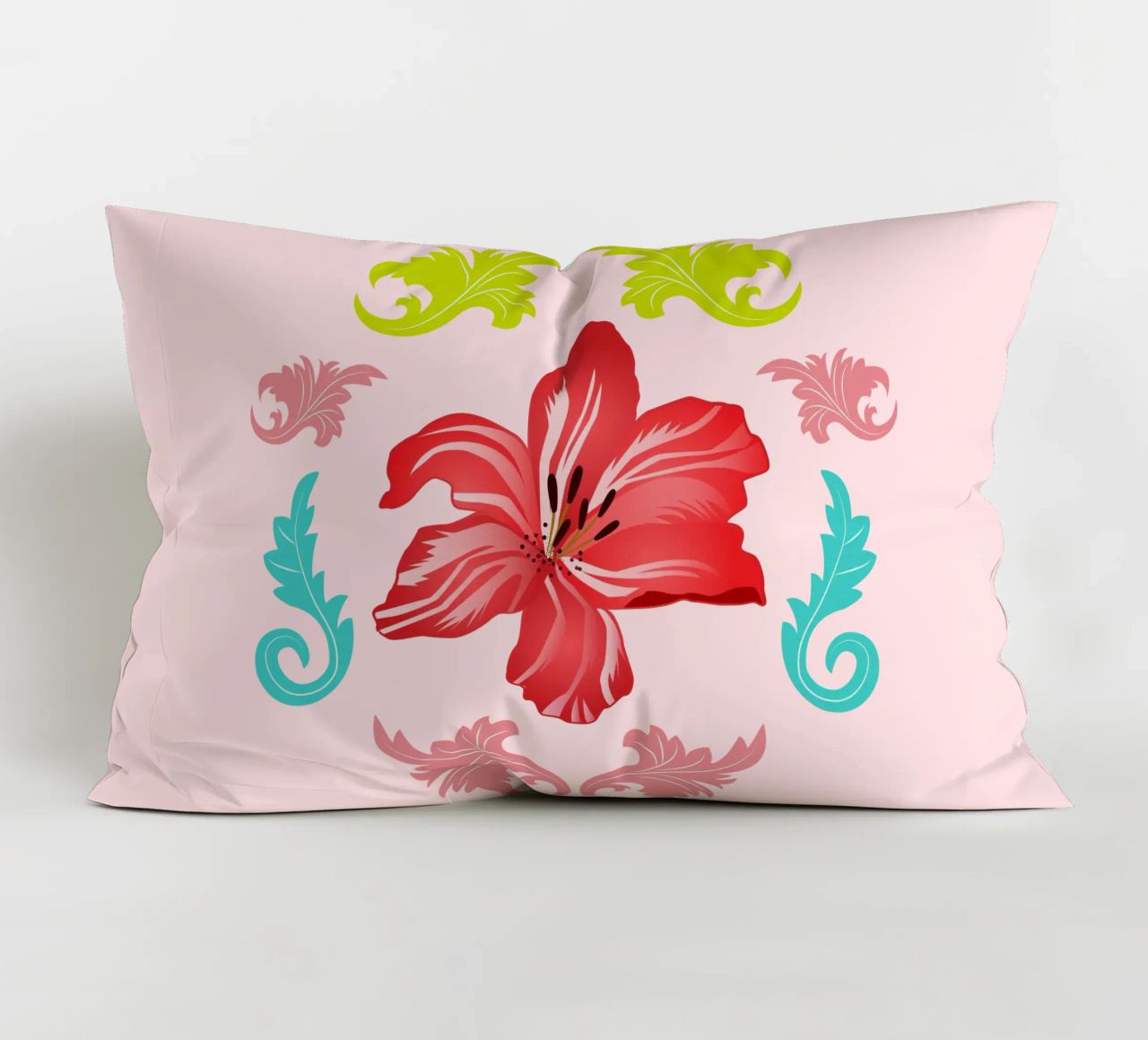 Lilies modern on turquoise. Playful, decorative pattern. decorative cushion by CalliLetters