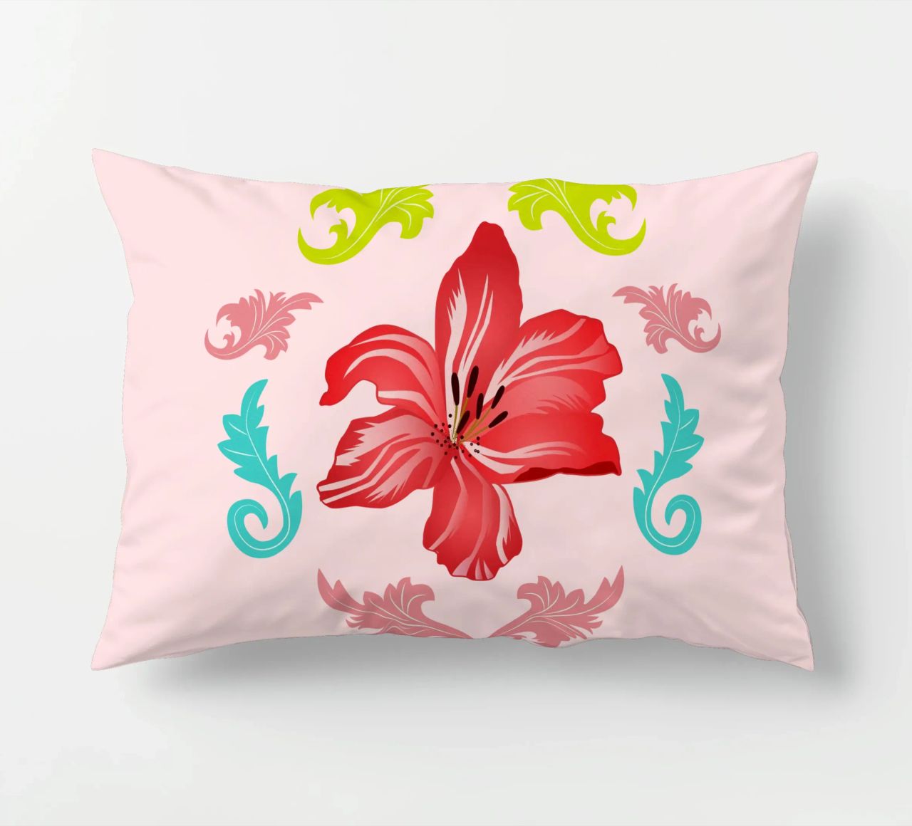 Lilies modern on turquoise. Playful, decorative pattern. decorative cushion by CalliLetters