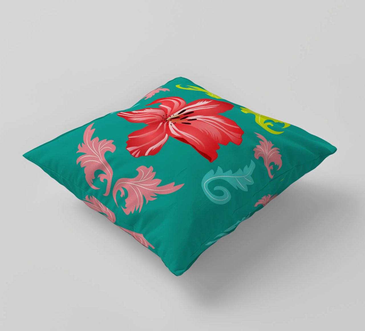 Lilies modern on turquoise. Playful, decorative pattern. decorative cushion by CalliLetters