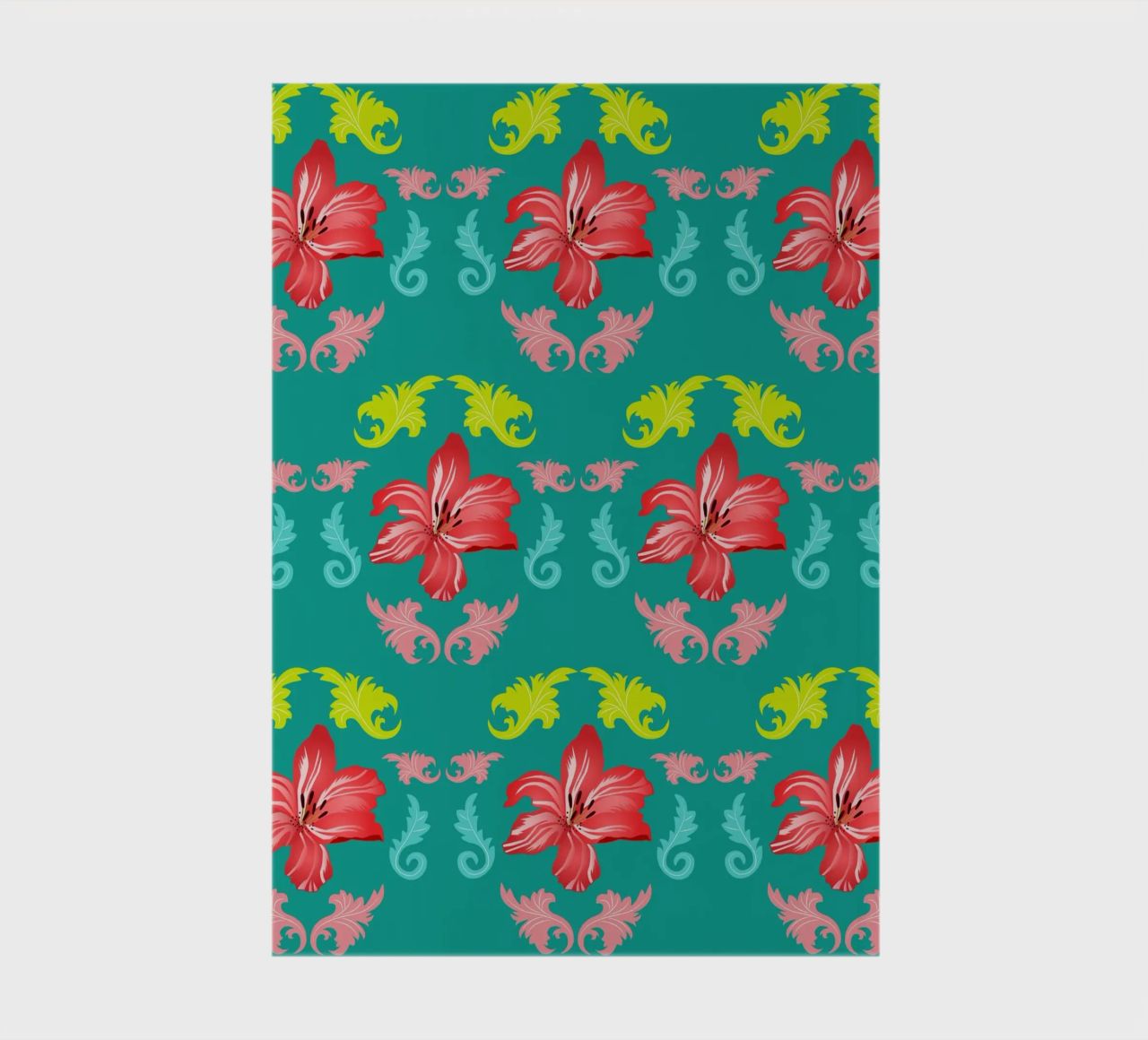 Lilies modern on turquoise. Playful, decorative pattern. notebook by CalliLetters
