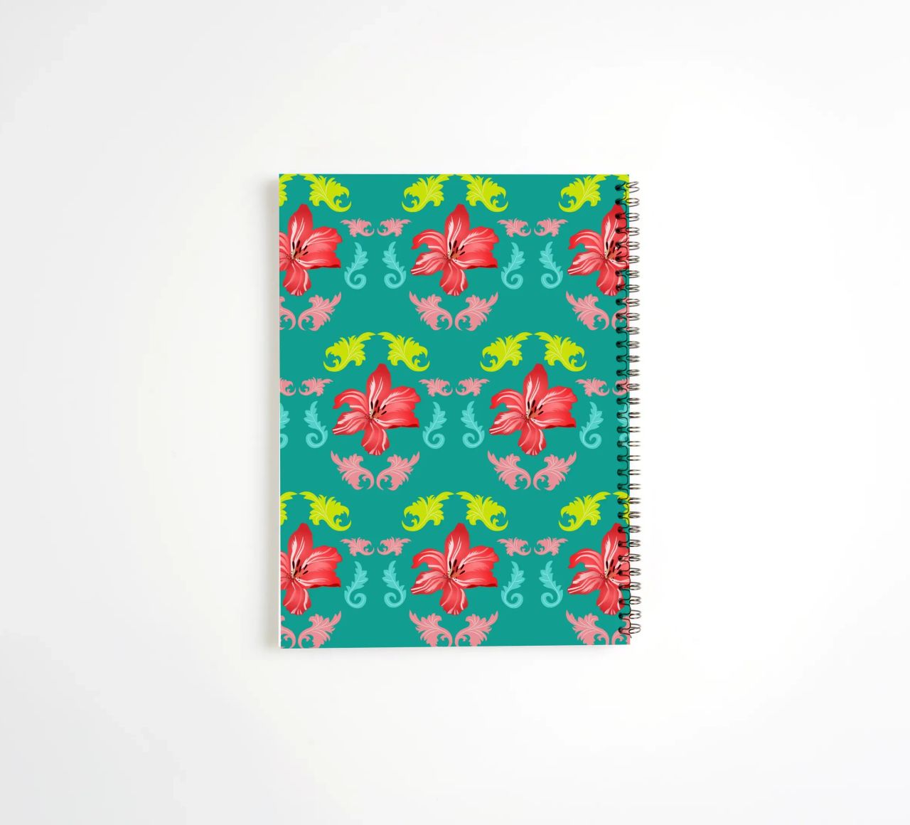 Lilies modern on turquoise. Playful, decorative pattern. spiral notebook by CalliLetters