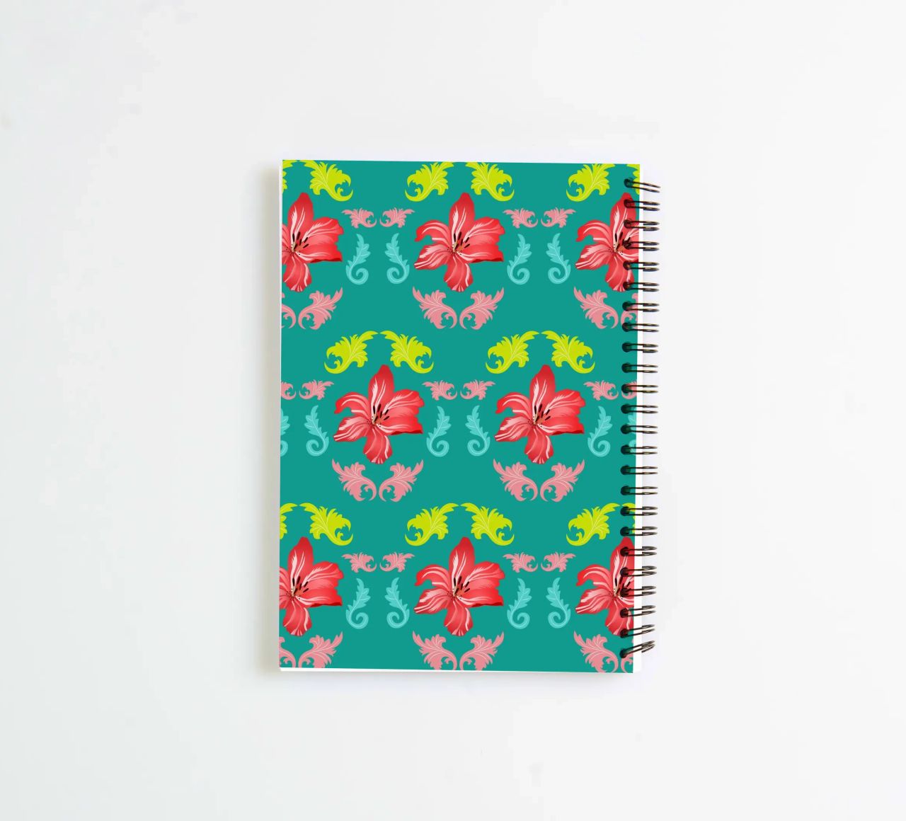 Lilies modern on turquoise. Playful, decorative pattern. spiral notebook by CalliLetters