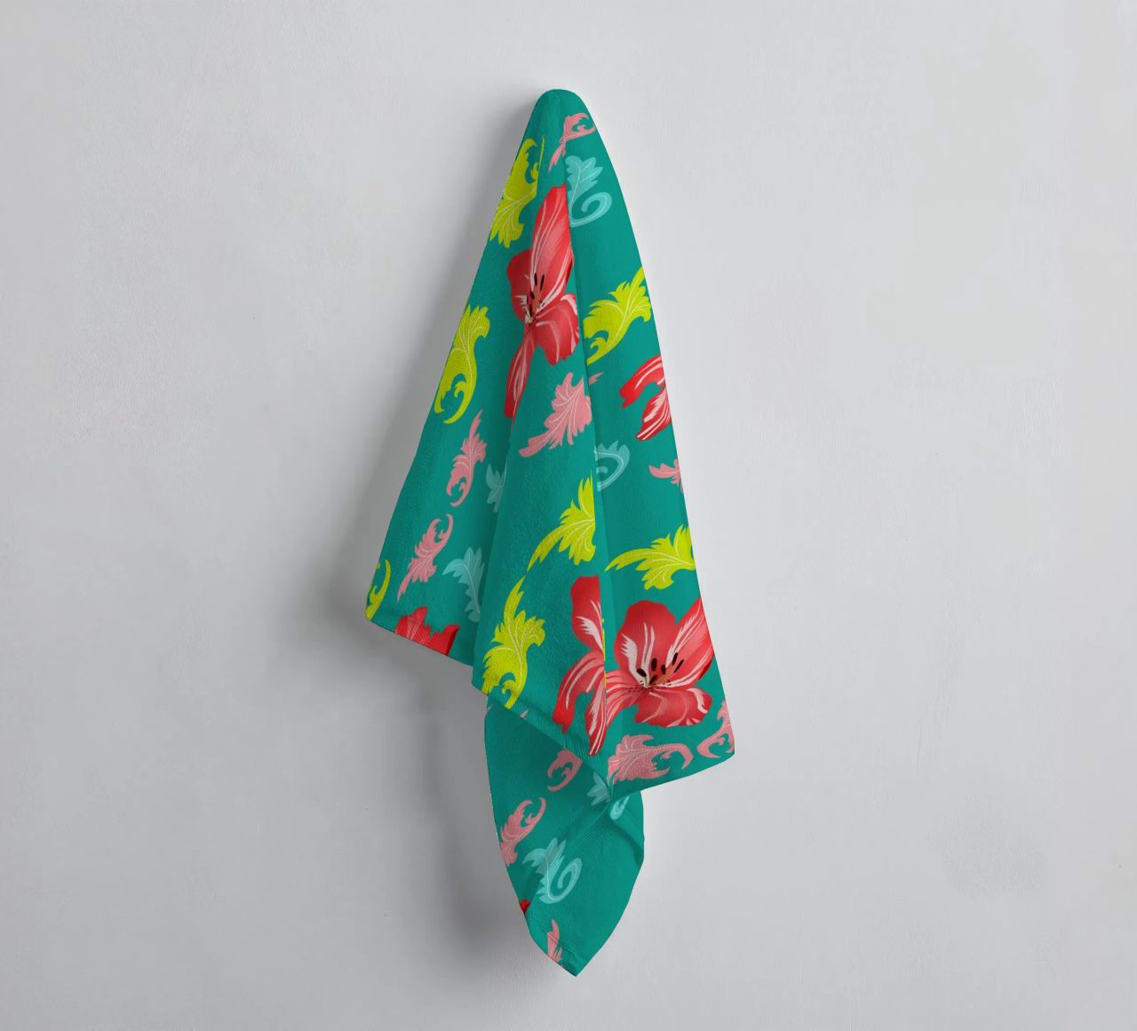 Lilies modern on turquoise. Playful, decorative pattern. towel by CalliLetters