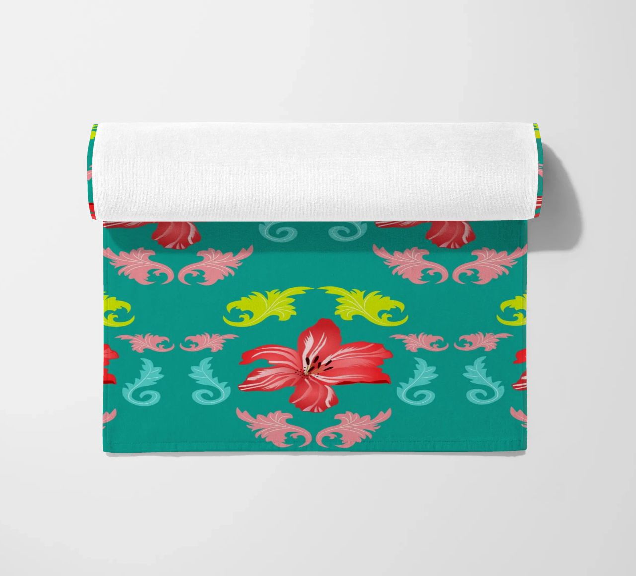 Lilies modern on turquoise. Playful, decorative pattern. beach towel by CalliLetters