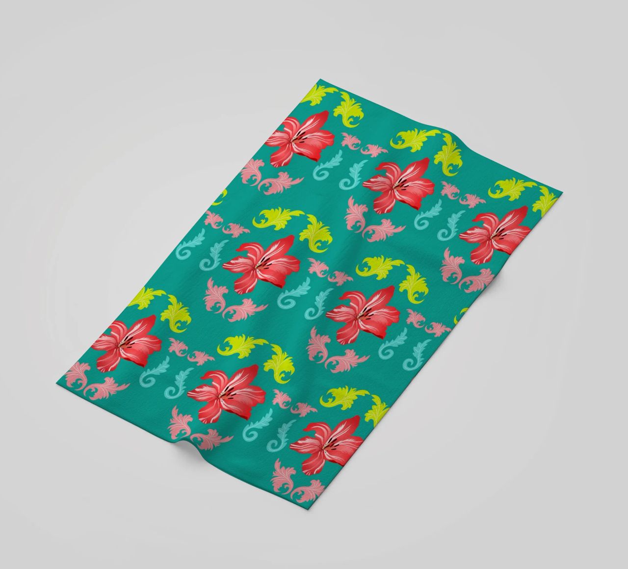 Lilies modern on turquoise. Playful, decorative pattern. beach towel by CalliLetters