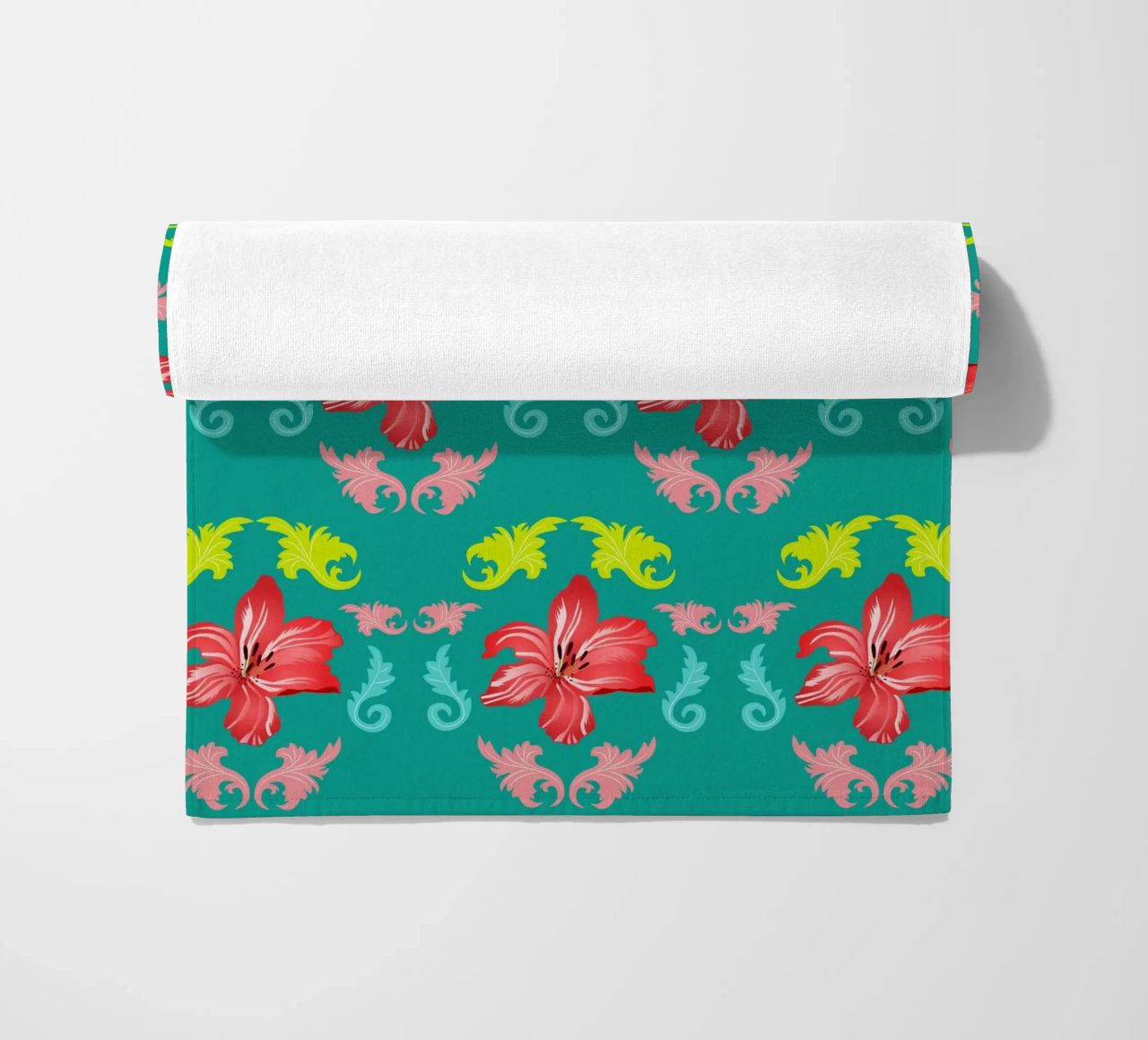 Lilies modern on turquoise. Playful, decorative pattern. beach towel by CalliLetters