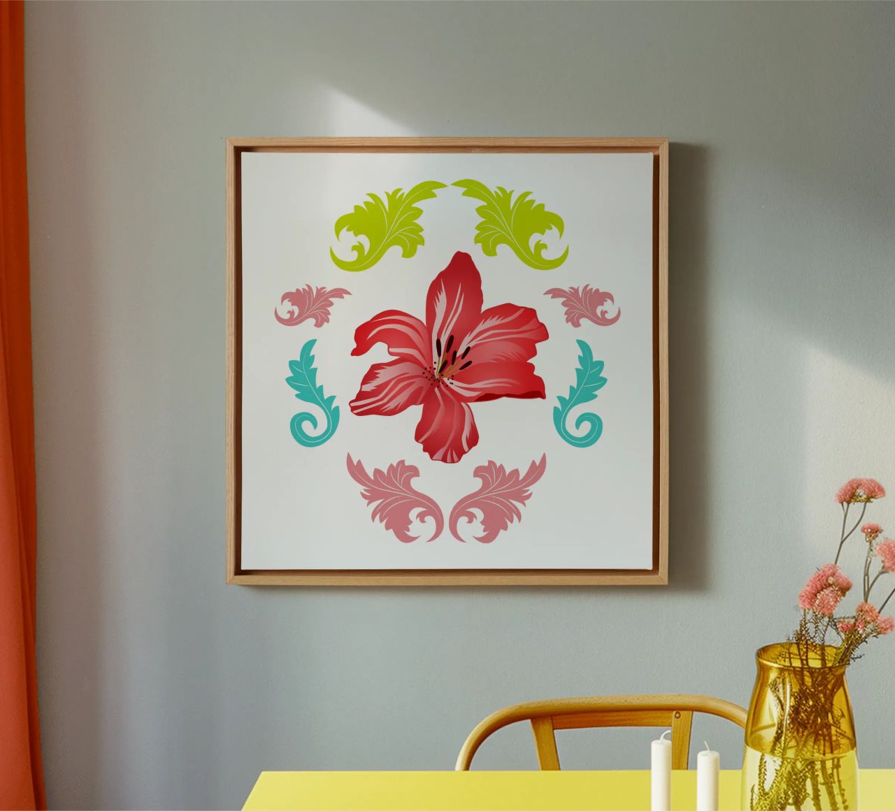 Lilies modern on turquoise. Playful, decorative pattern. canvas by CalliLetters