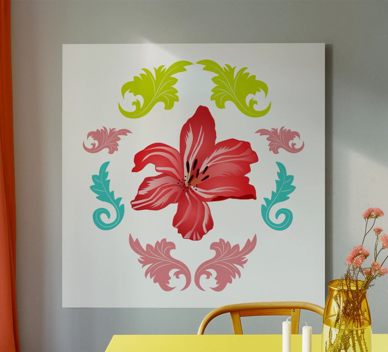Lilies modern on turquoise. Playful, decorative pattern. canvas by CalliLetters
